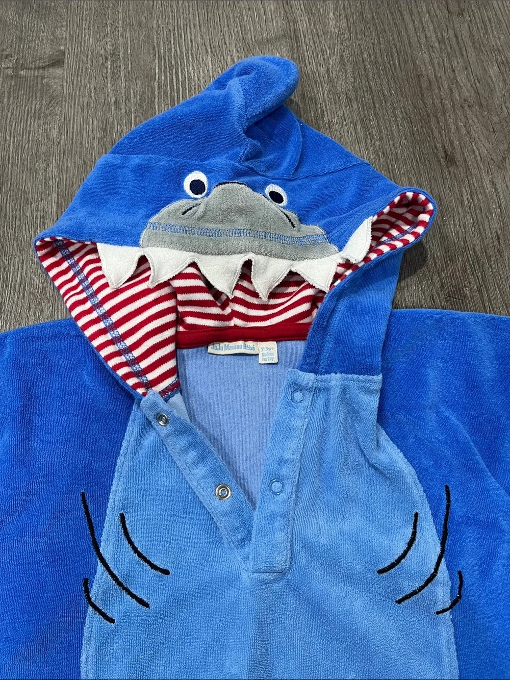 JoJo Maman Bebe Blue Shark Hooded Swim Poncho